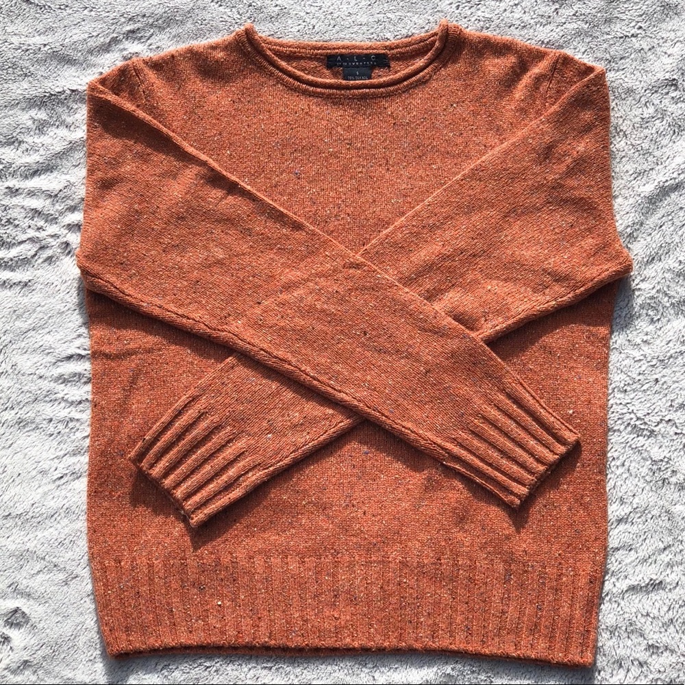 A.L.C Silk Noil Sweater Crew Neck Pullover Top Orange Small